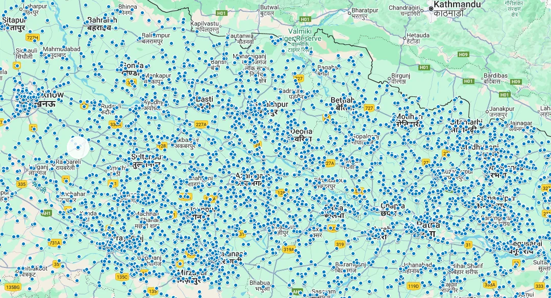 Pan-India coverage map showing order density across India